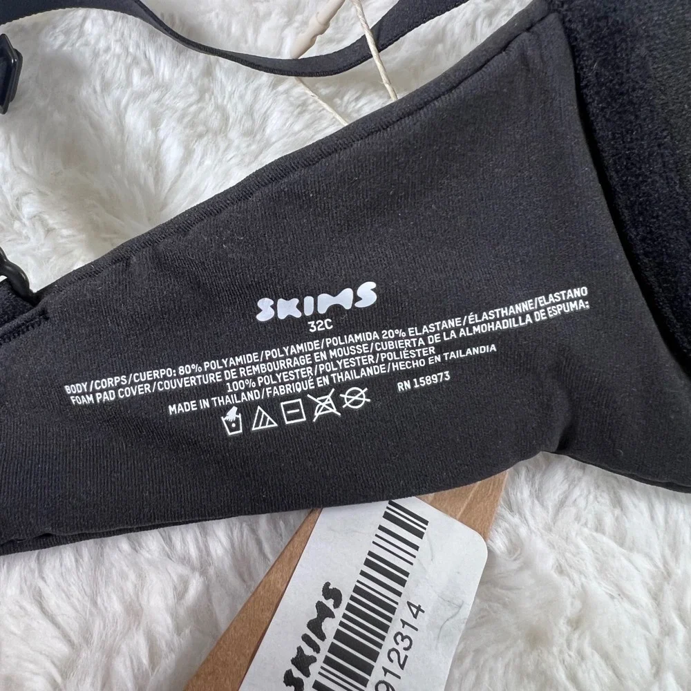 Skims‎ Fits Everybody T-Shirt Bra Onyx Black Underwire Size 32C BR-UWR-2294 NEW